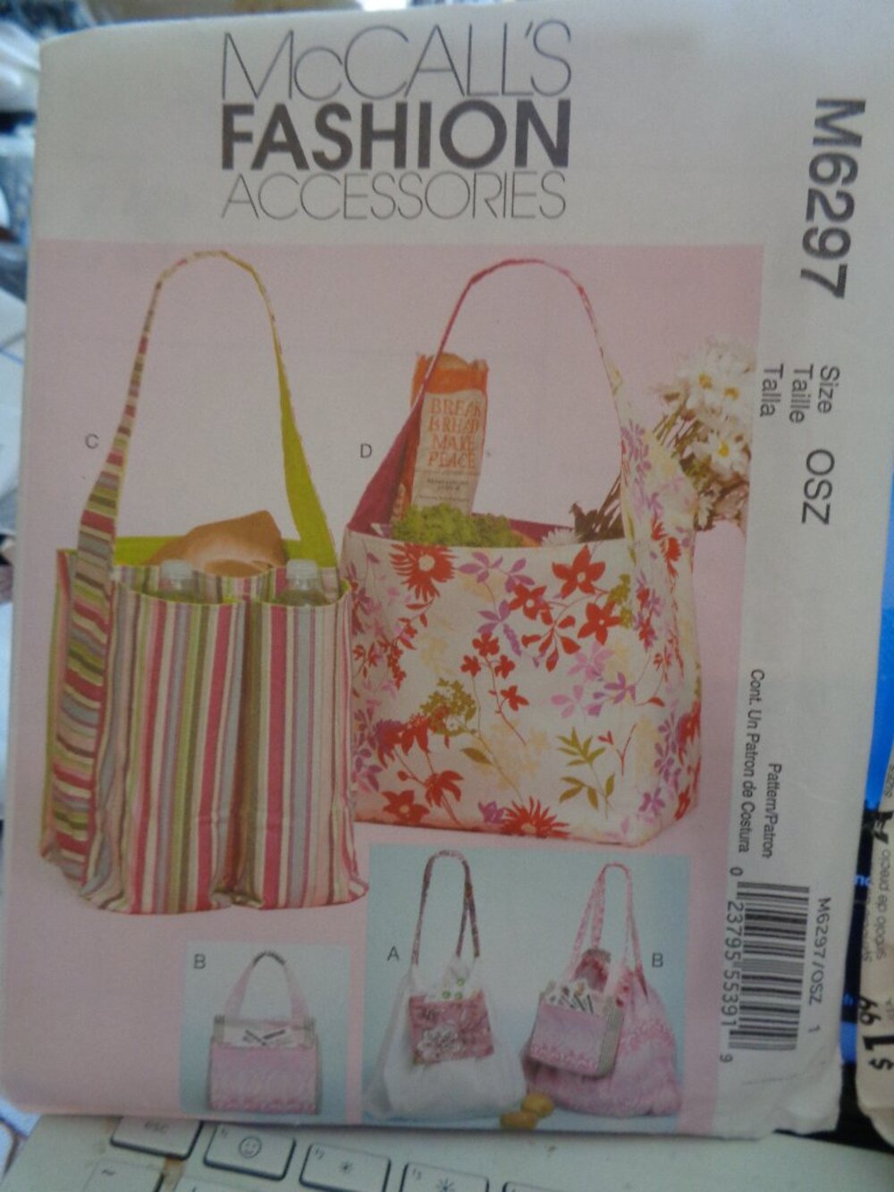 McCall's Sewing Pattern M6297 Totes Handbags Purses